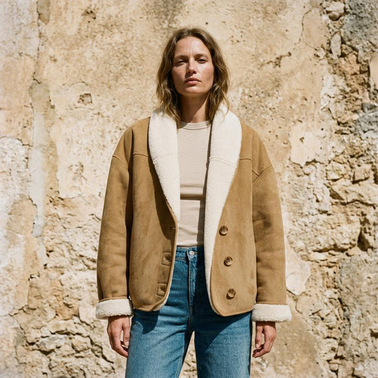 Lederjacken Outlet24 - Rivin | Gefütterte Veloursartige Jacke Damen