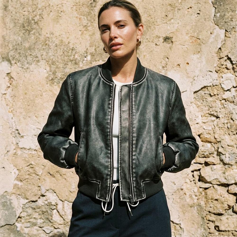 Lederjacken Outlet24 - Lerel | Lederoptik Bomber Jacke Damen