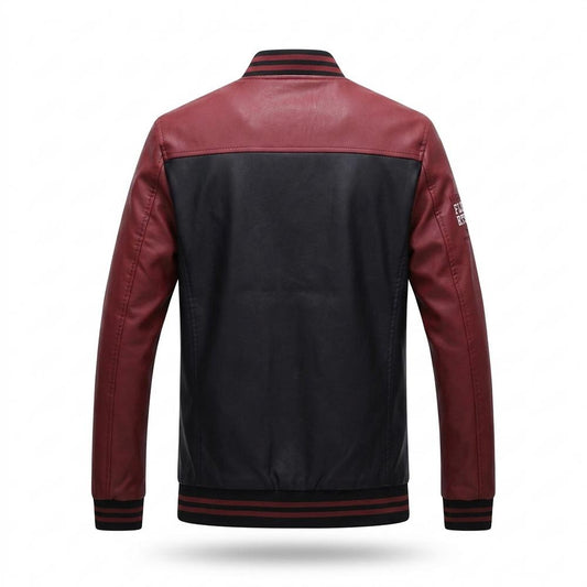 Lederjacken Outlet24 - Norav | Zweifarbige Gerippte Lederjacke Herren