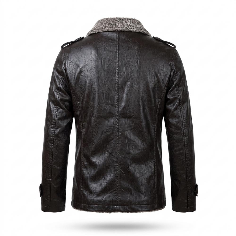Lederjacken Outlet24 - Teruv | Gefüttert Geknöpft Lederjacke Herren
