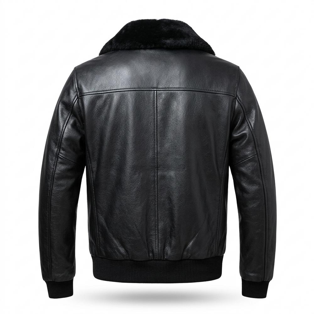 Lederjacken Outlet24 - Vivan | Gefüttert Fellkragen Lederjacke Herren