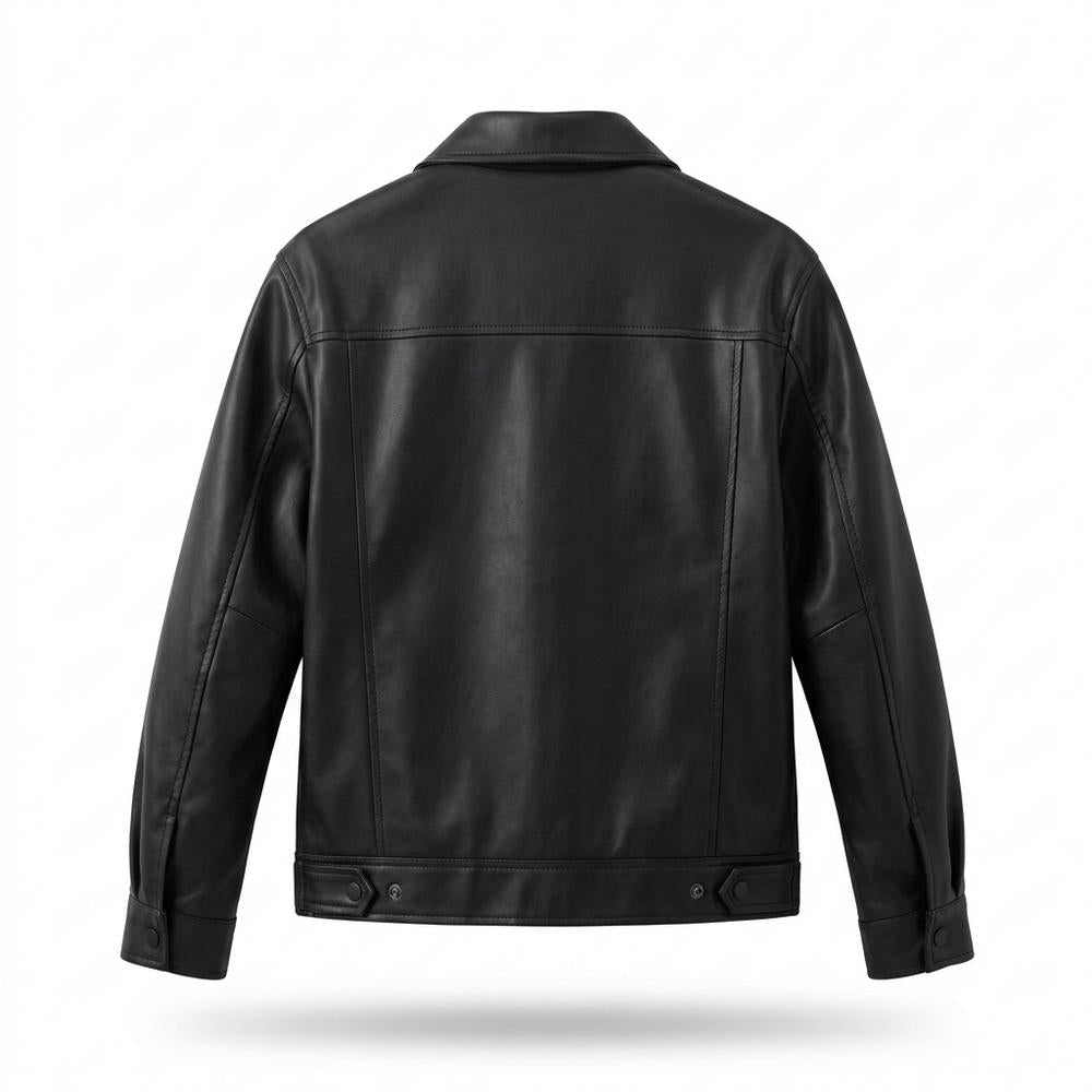 Lederjacken Outlet24 - Sipon | Druckgeknöpft Glatt Lederjacke Herren