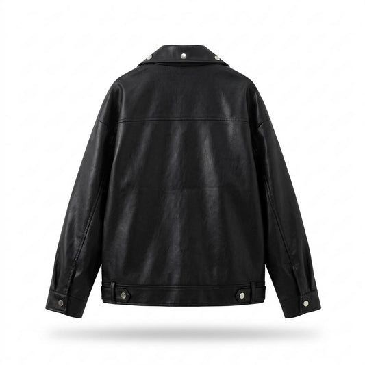 Lederjacken Outlet24 - Nomit | Weitgeschnittene Asymmetrische Lederjacke Damen