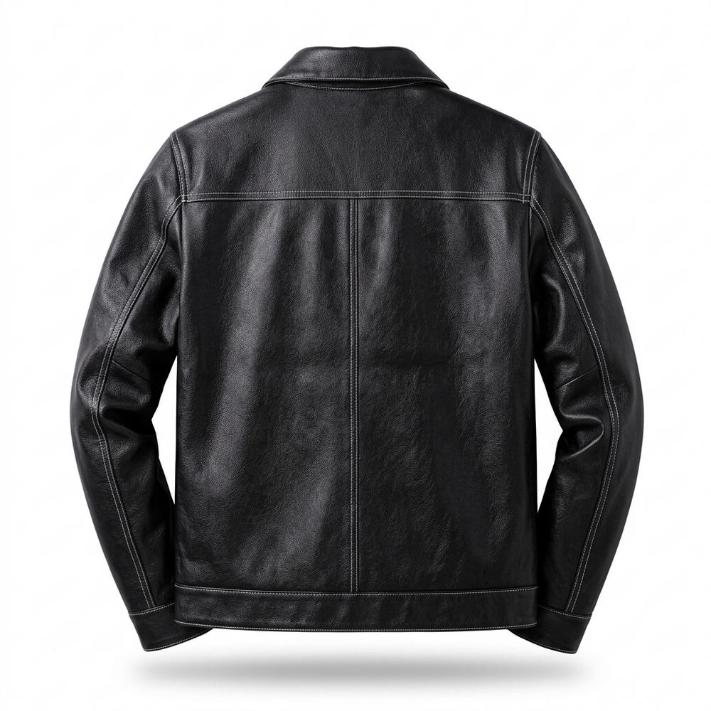 Lederjacken Outlet24 - Kezul | Kontrastgesteppt Geknöpft Lederjacke Herren