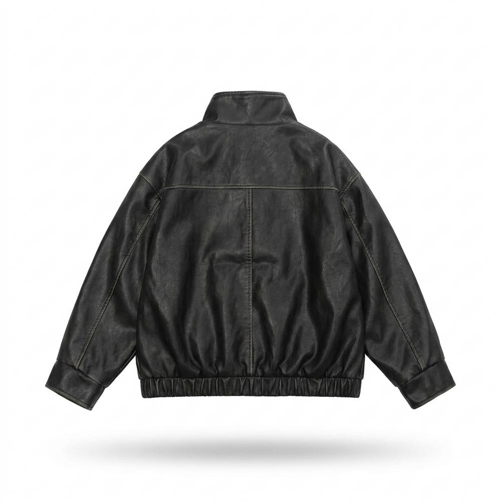 Lederjacken Outlet24 - Renon | Hochschließende Gewaschene Lederjacke Unisex