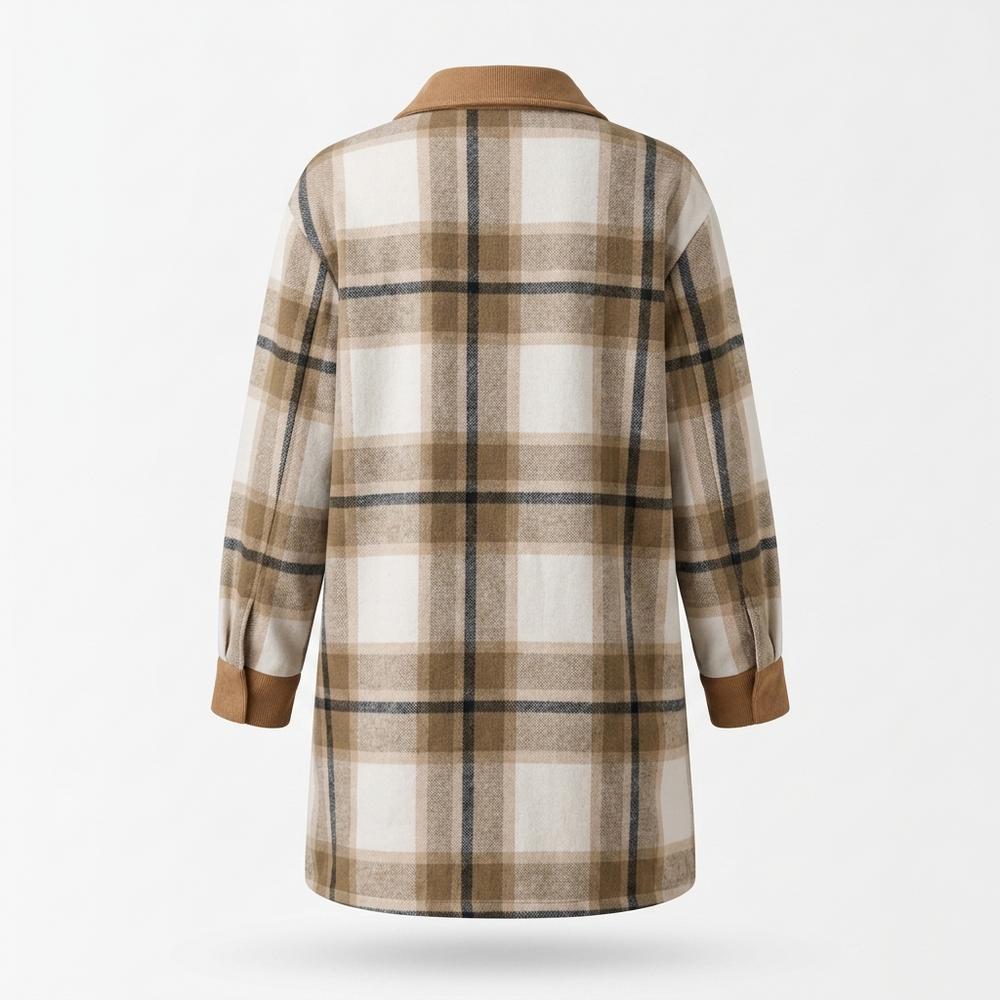Lederjacken Outlet24 - Kilor | Karierter Langgeschnittener Mantel Damen