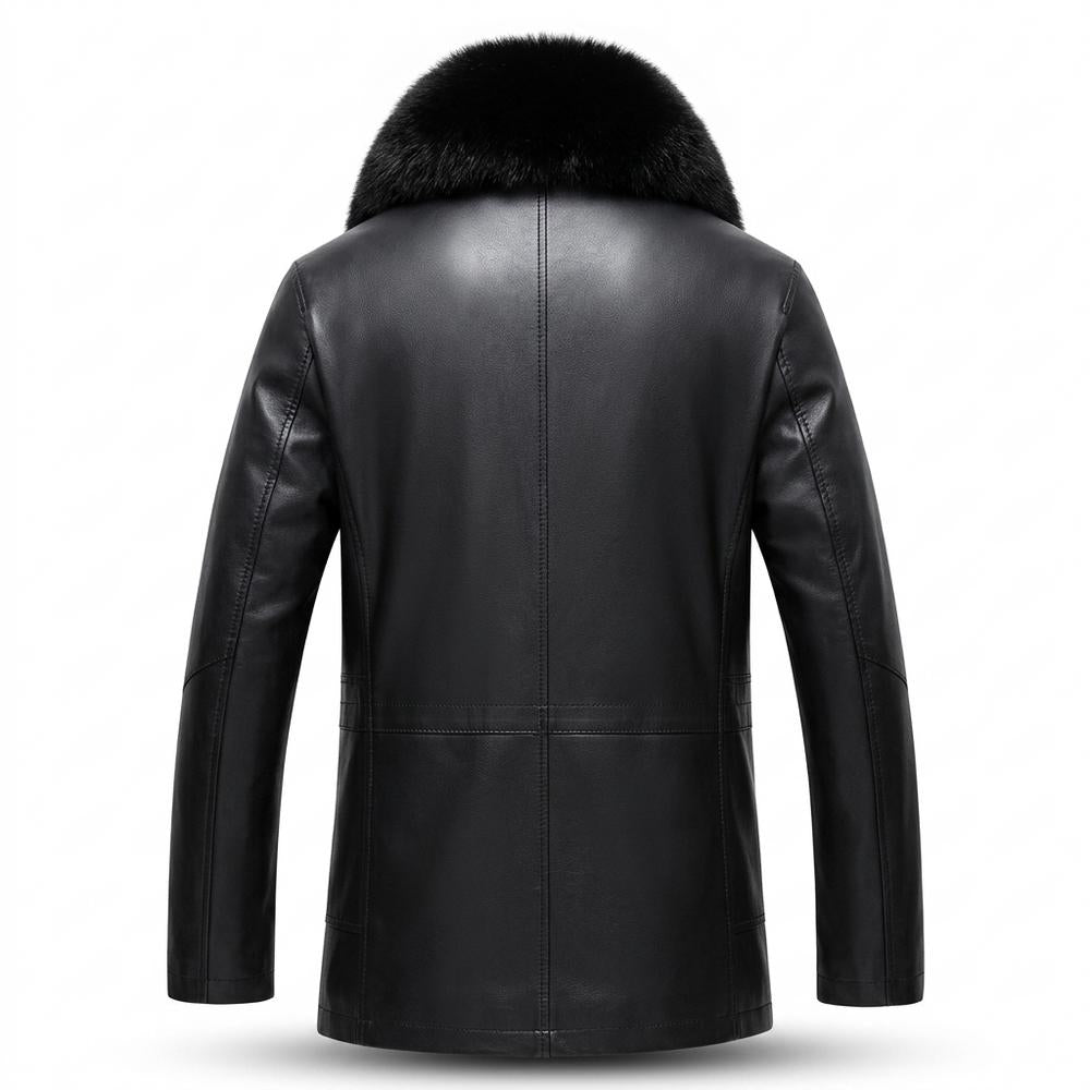 Lederjacken Outlet24 - Eeror | Gefütterte Fellbesetzte Lederjacke Herren