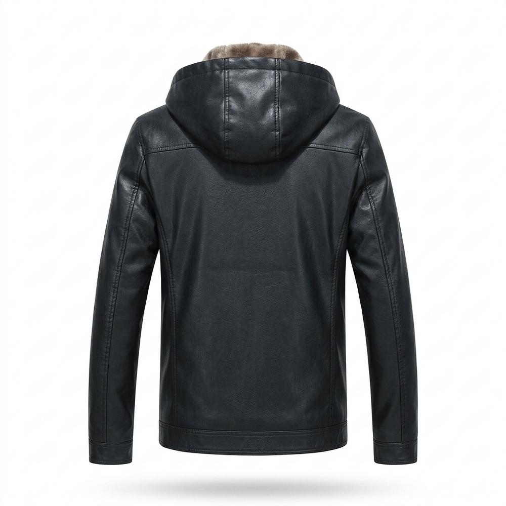 Lederjacken Outlet24 - Ranan | Gefüttert Kapuzen Lederjacke Herren