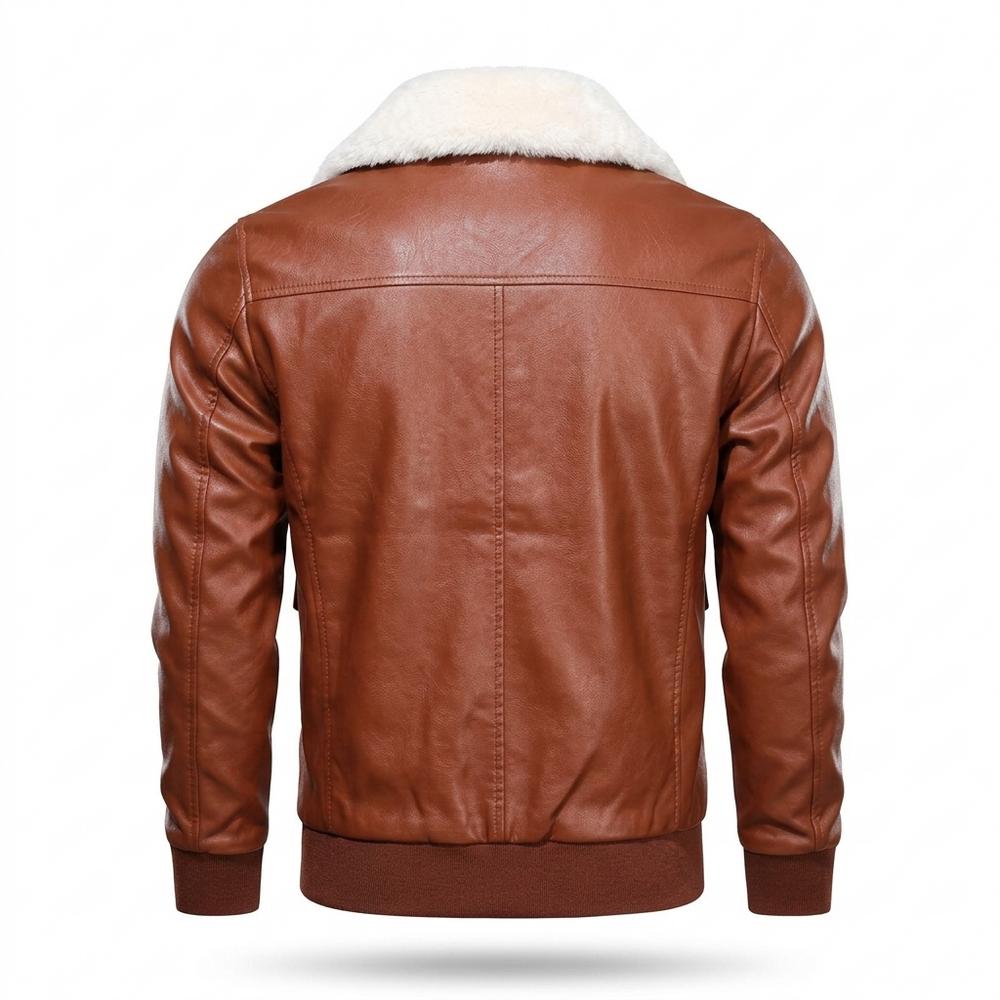 Lederjacken Outlet24 - Nivat | Gefütterte Fellbesetzte Lederjacke Herren