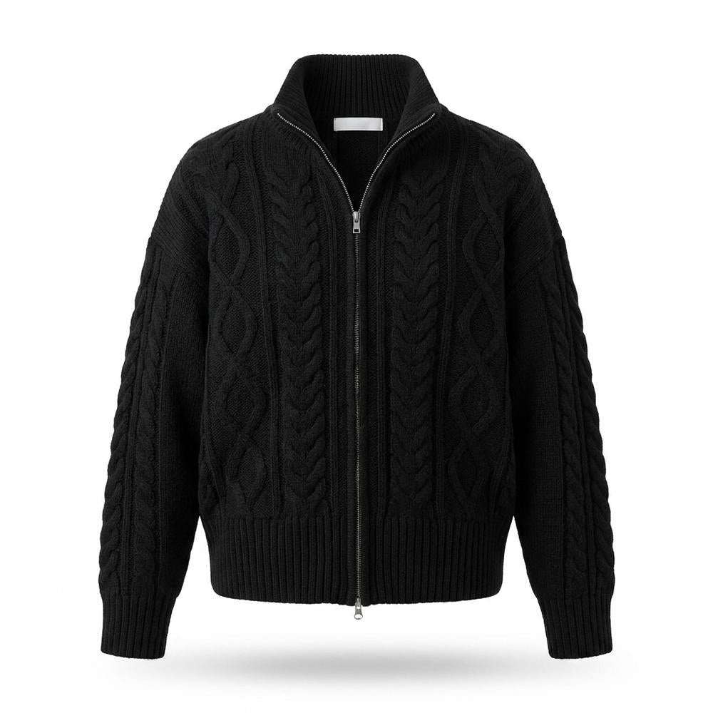 Lederjacken Outlet24 - Lunot | Hochgeschlossene Strukturierte Strickjacke Damen