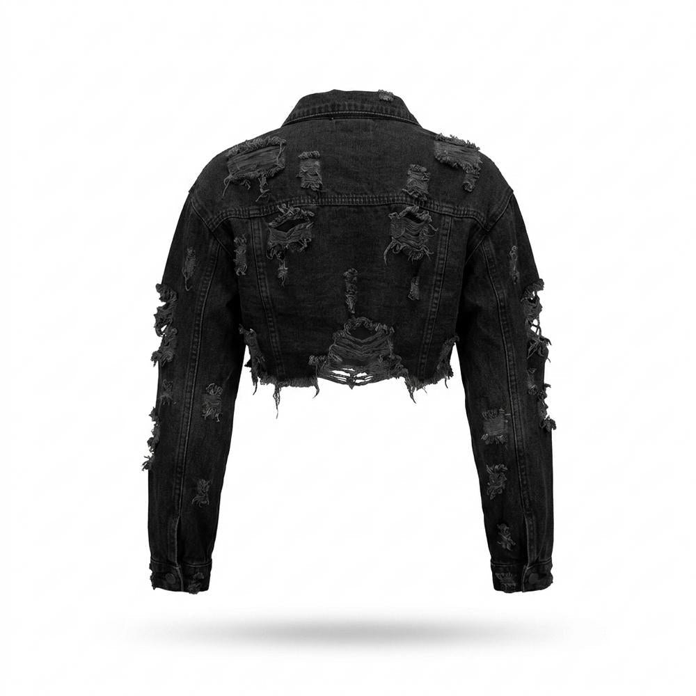 Lederjacken Outlet24 - Aekud | Kurzgeschnitten Zerrissen Jacke Damen