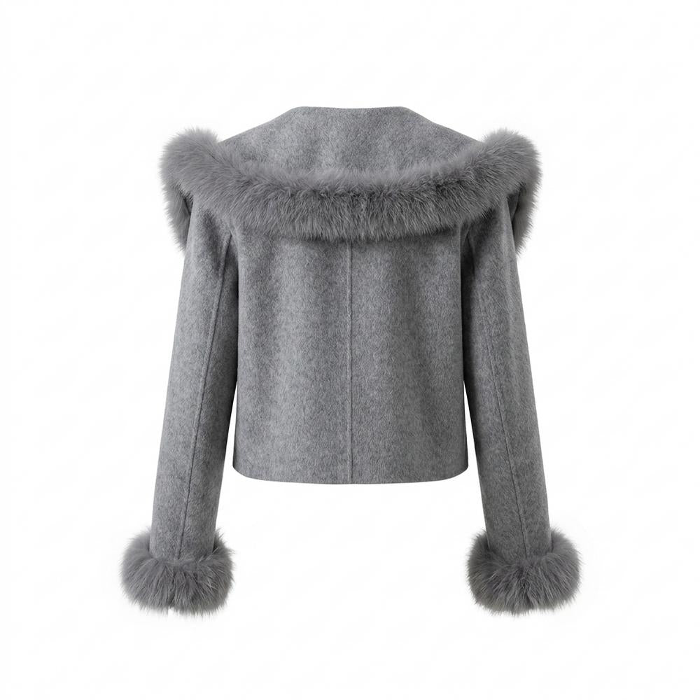 Lederjacken Outlet24 - Zezel | Kurzgeschnittene Pelzbesetzte Jacke Damen