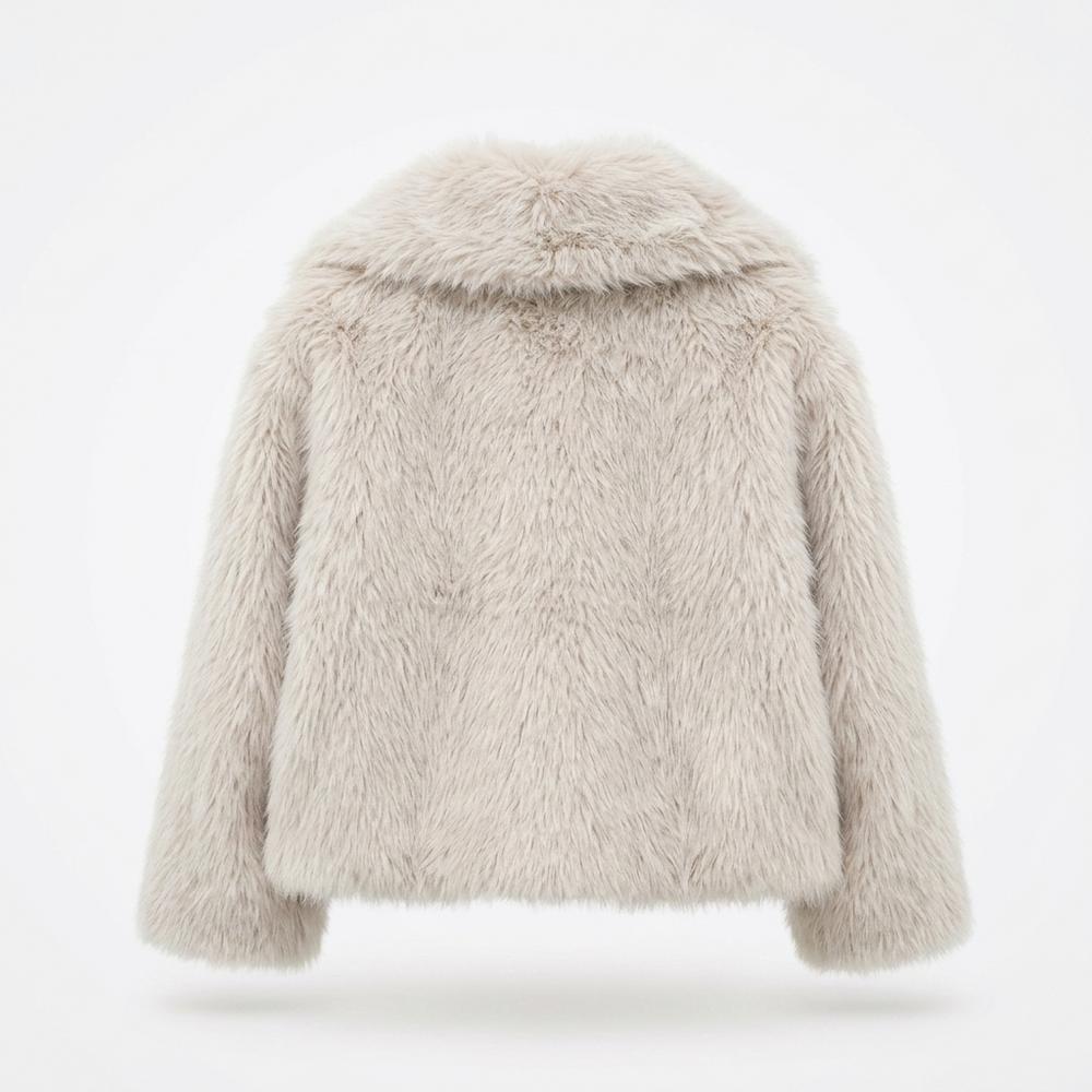 Lederjacken Outlet24 - Taher | Flauschig Kurzgeschnitten Jacke Damen