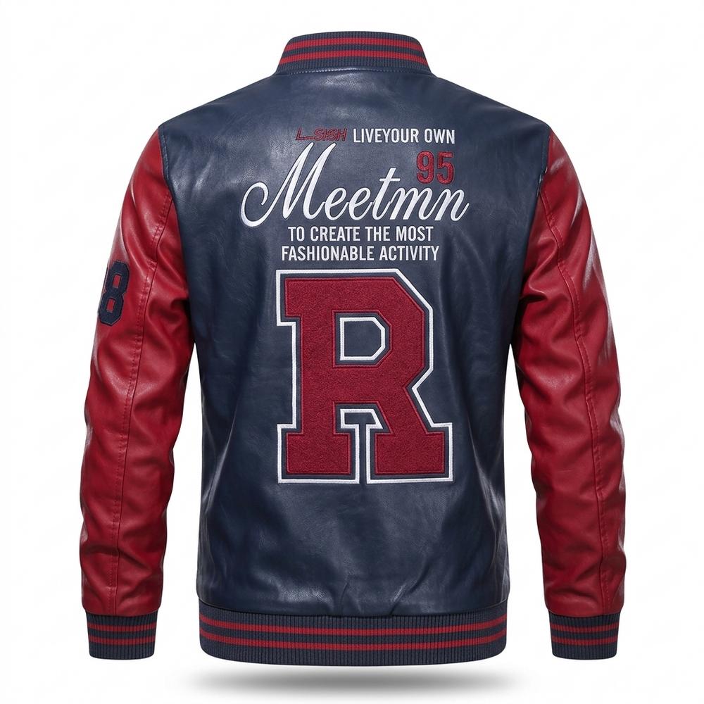 Lederjacken Outlet24 - Sufar | Zweifarbige Bestickte Lederjacke Herren