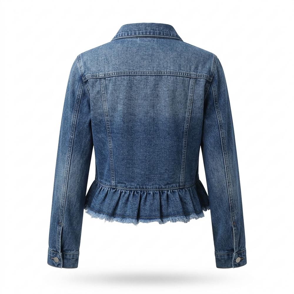 Lederjacken Outlet24 - Lidik | Gerüscht Geknöpft Jacke Damen