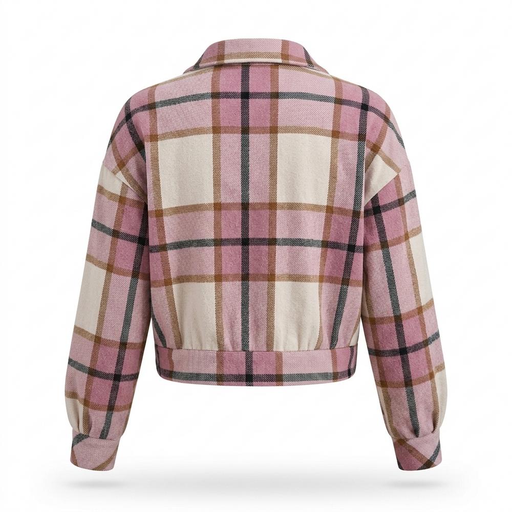 Lederjacken Outlet24 - Kuduv | Karierte Kurzgeschnittene Jacke Damen