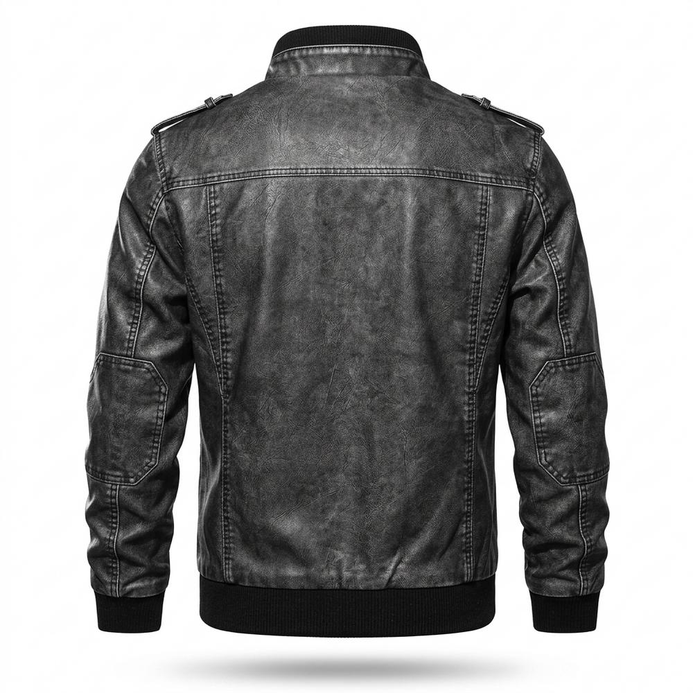 Lederjacken Outlet24 - Momen | Gefütterte Stehkragen Lederjacke Herren
