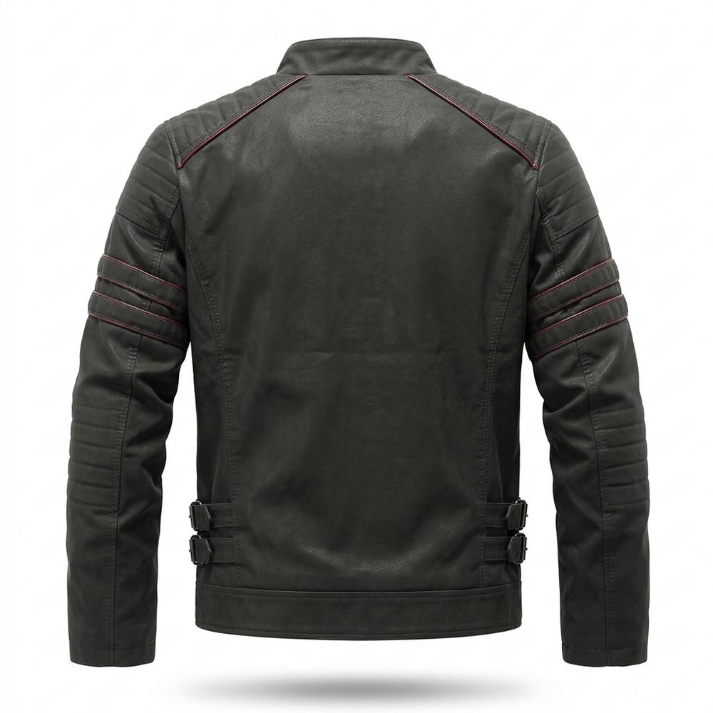 Lederjacken Outlet24 - Ranal | Gesteppte Paspelierte Lederjacke Herren