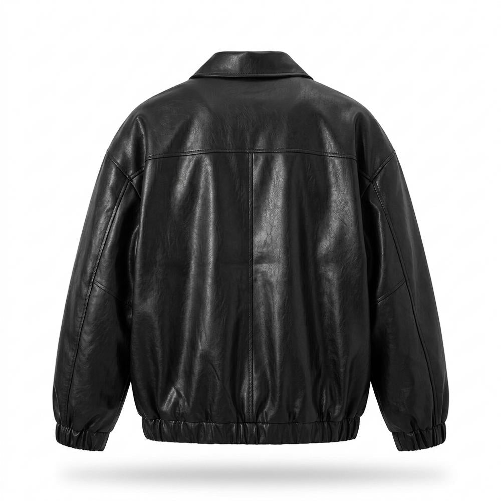 Lederjacken Outlet24 - Aekiv | Weite Geknöpfte Lederjacke Unisex