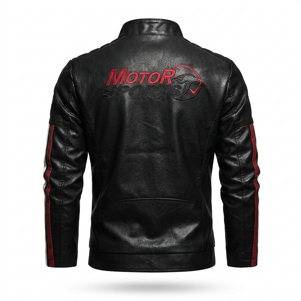 Lederjacken Outlet24 - Nehom | Tailliert Bestickt Lederjacke Herren