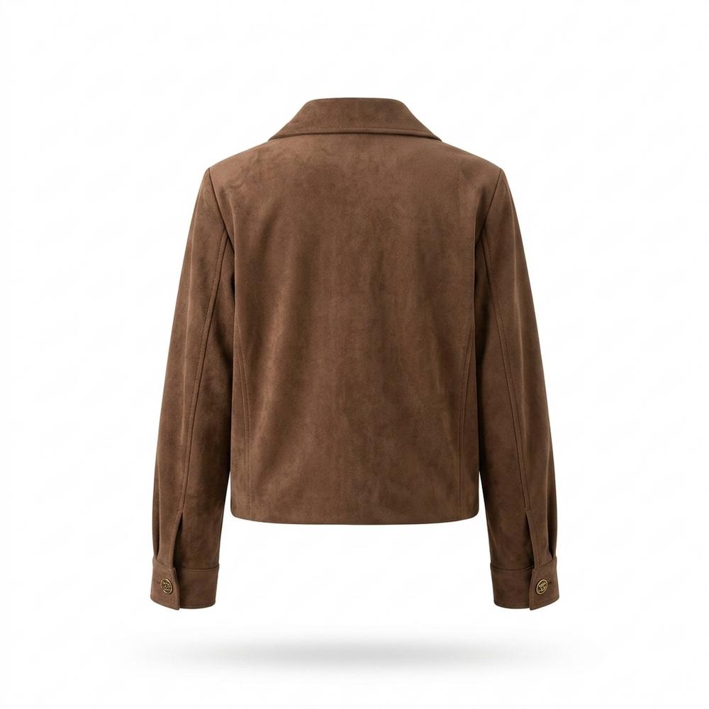 Lederjacken Outlet24 - Kokek | Langärmelige Geknöpfte Wildleder-Jacke Damen