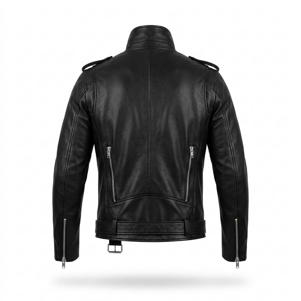 Lederjacken Outlet24 - Lamon | Asymmetrisch Gegürtet Lederjacke Herren