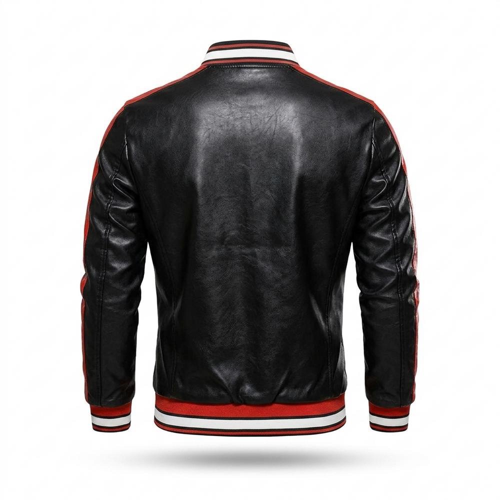 Lederjacken Outlet24 - Euvad | Gestreifte Taillierte Lederjacke Herren