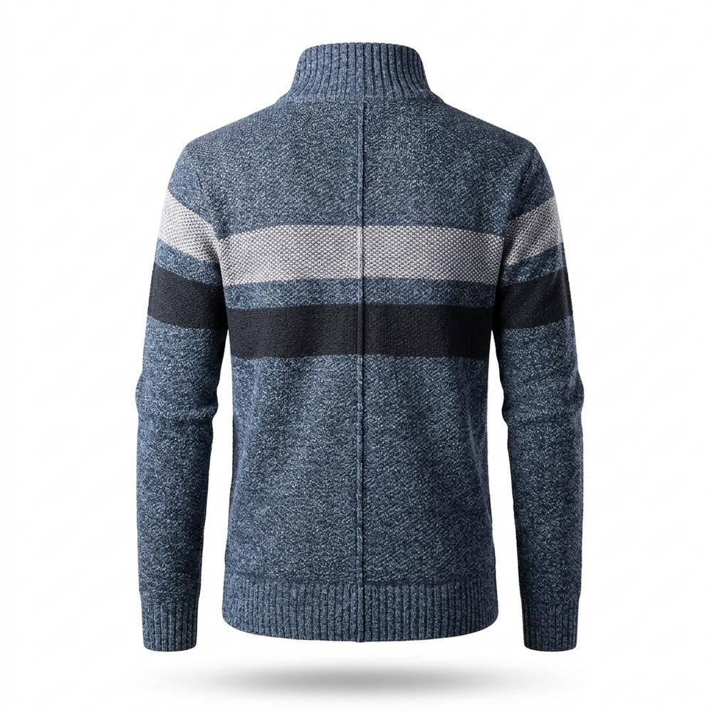 Lederjacken Outlet24 - Cikir | Melierte Gestreifte Strickjacke Herren