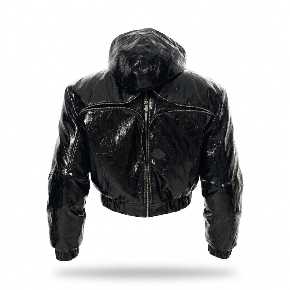 Lederjacken Outlet24 - Nagir | Glänzend Gefüttert Lederjacke Unisex
