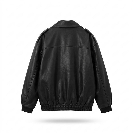 Lederjacken Outlet24 - Nudul | Oversized Reißverschluss Lederjacke Unisex