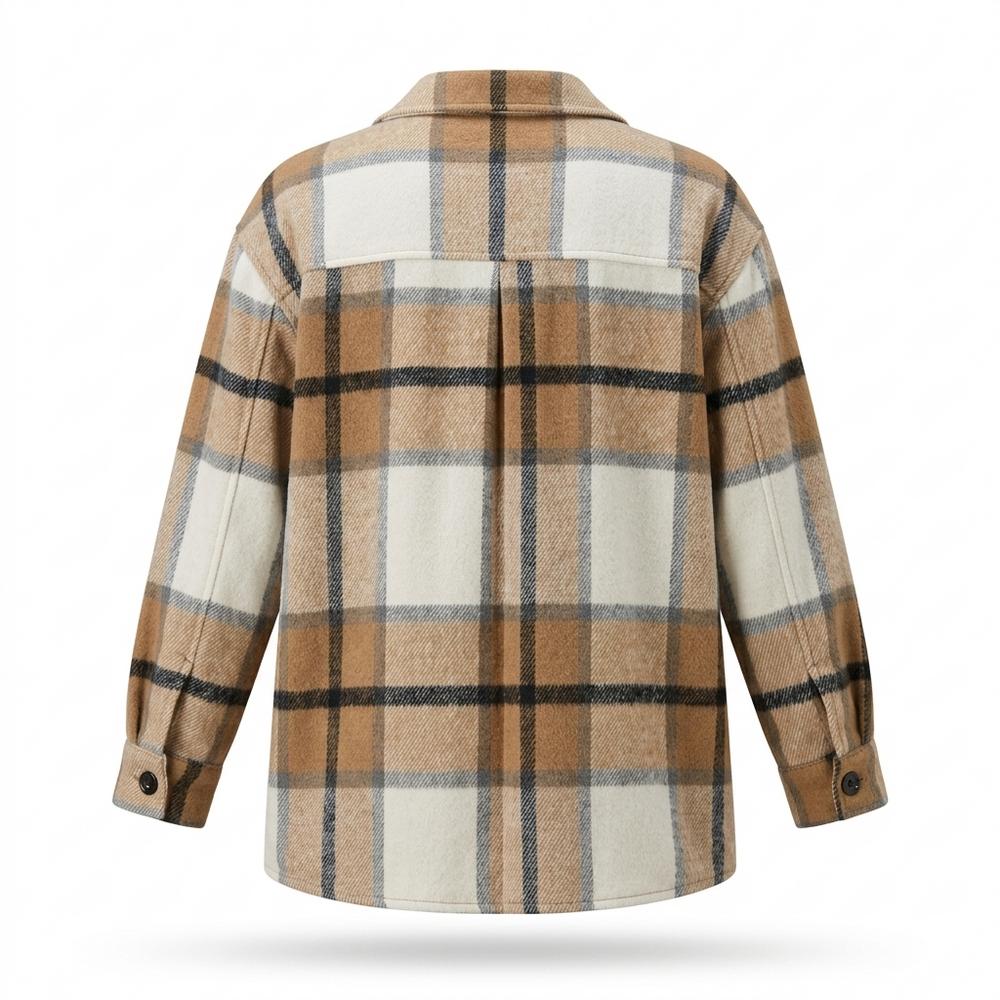 Lederjacken Outlet24 - Divam | Karierte Geknöpfte Jacke Damen