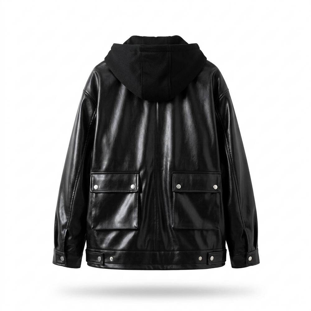 Lederjacken Outlet24 - Lutot | Gefütterte Weit Geschnittene Lederjacke Herren