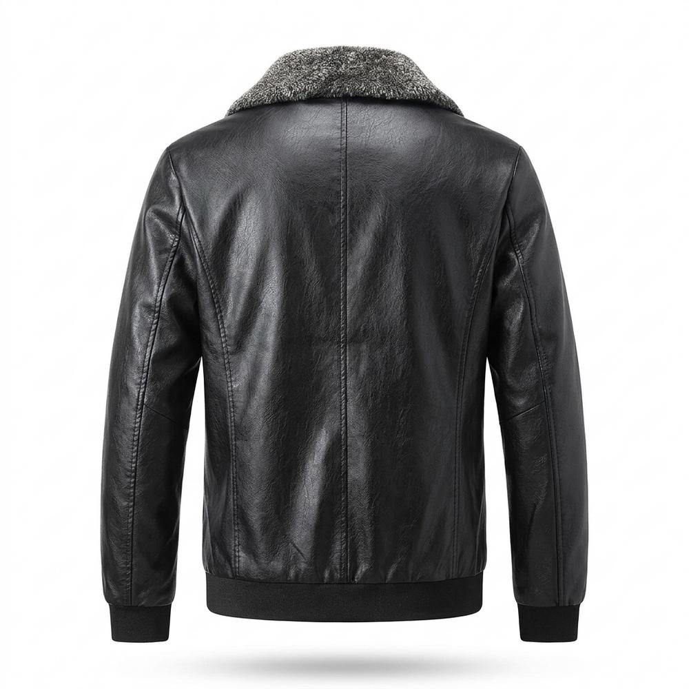 Lederjacken Outlet24 - Ligit | Gefütterte Pelzbesetzte Lederjacke Herren