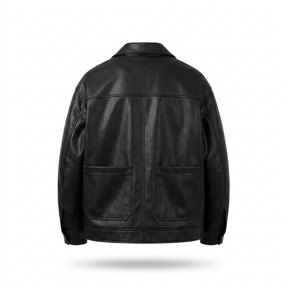 Lederjacken Outlet24 - Yozur | Locker Geschnittene Geknöpfte Lederjacke Herren