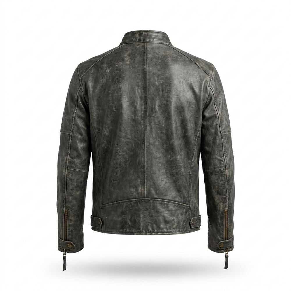 Lederjacken Outlet24 - Taril | Strukturiert Stehkragen Lederjacke Herren