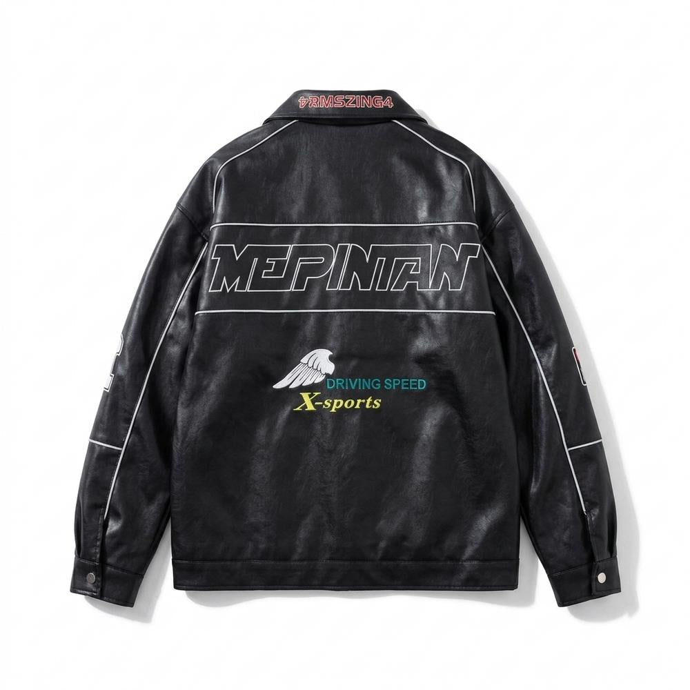 Lederjacken Outlet24 - Dupok | Bestickt Geknöpft Lederjacke Unisex