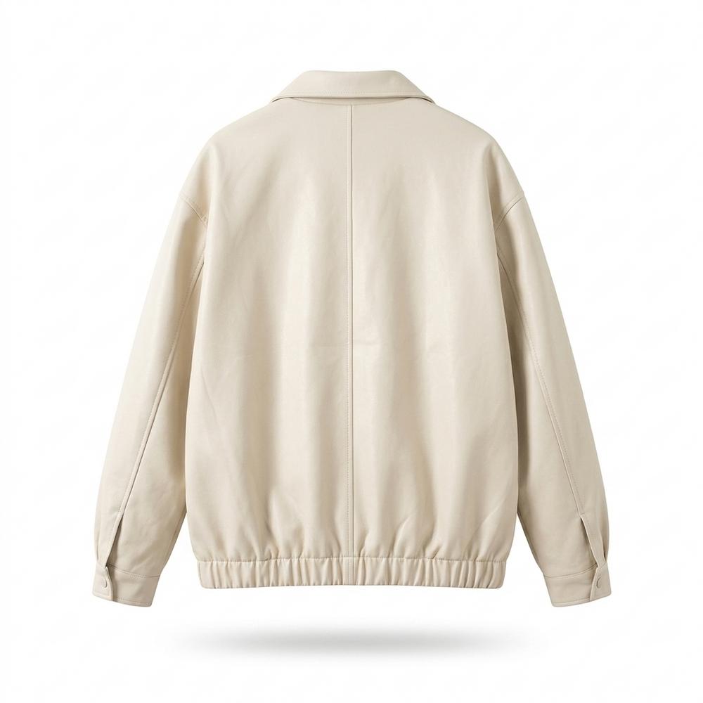 Lederjacken Outlet24 - Daded | Unifarbene Weit Geschnittene Lederjacke Herren
