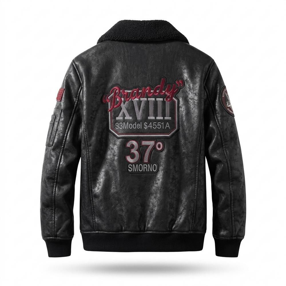 Lederjacken Outlet24 - Rihuv | Gefütterte Bestickte Lederjacke Herren