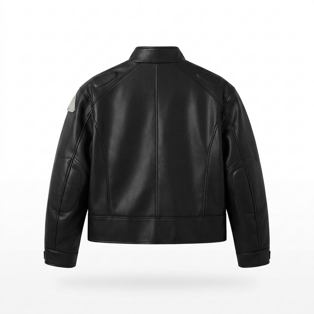 Lederjacken Outlet24 - Domav | Applizierte Oversized Lederjacke Herren