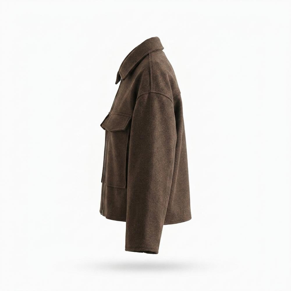 Lederjacken Outlet24 - Nomiv | Reißverschluss Woll Jacke Damen
