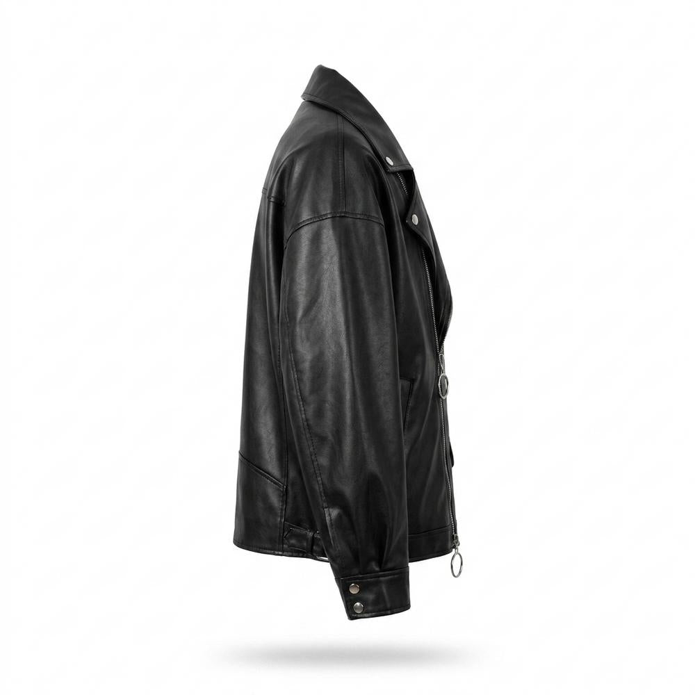 Lederjacken Outlet24 - Mosot | Locker Geschnitten Asymmetrisch Lederjacke Unisex