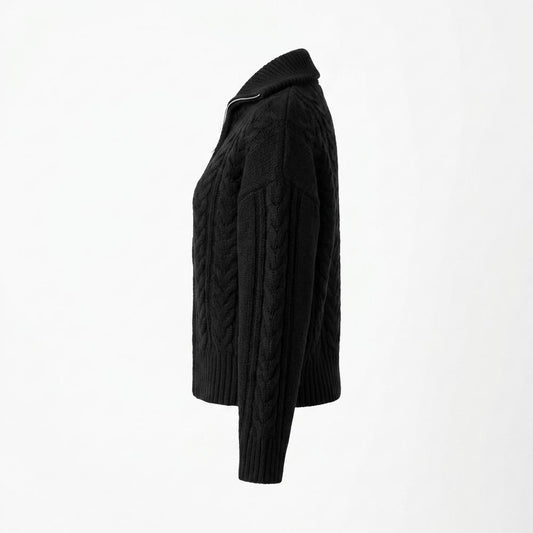 Lederjacken Outlet24 - Lunot | Hochgeschlossene Strukturierte Strickjacke Damen