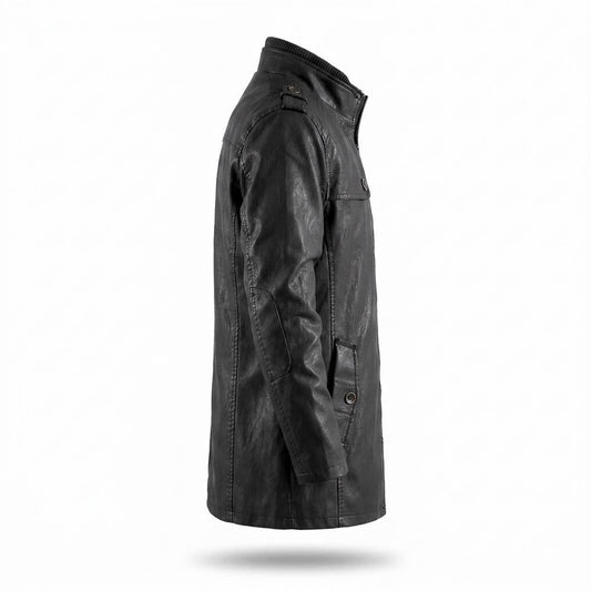 Lederjacken Outlet24 - Sesam | Gefütterter Gerader Ledermantel Herren