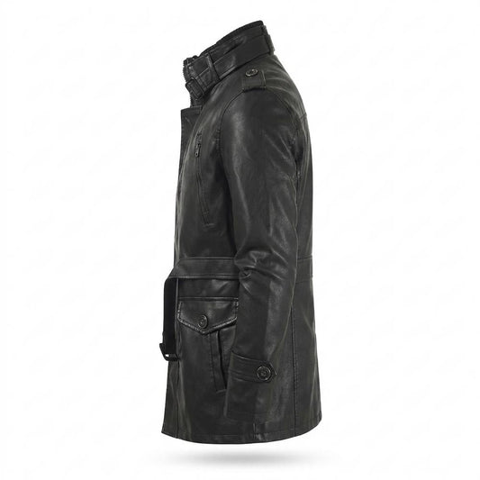 Lederjacken Outlet24 - Altor | Gefütterter Hochschließender Ledermantel Herren
