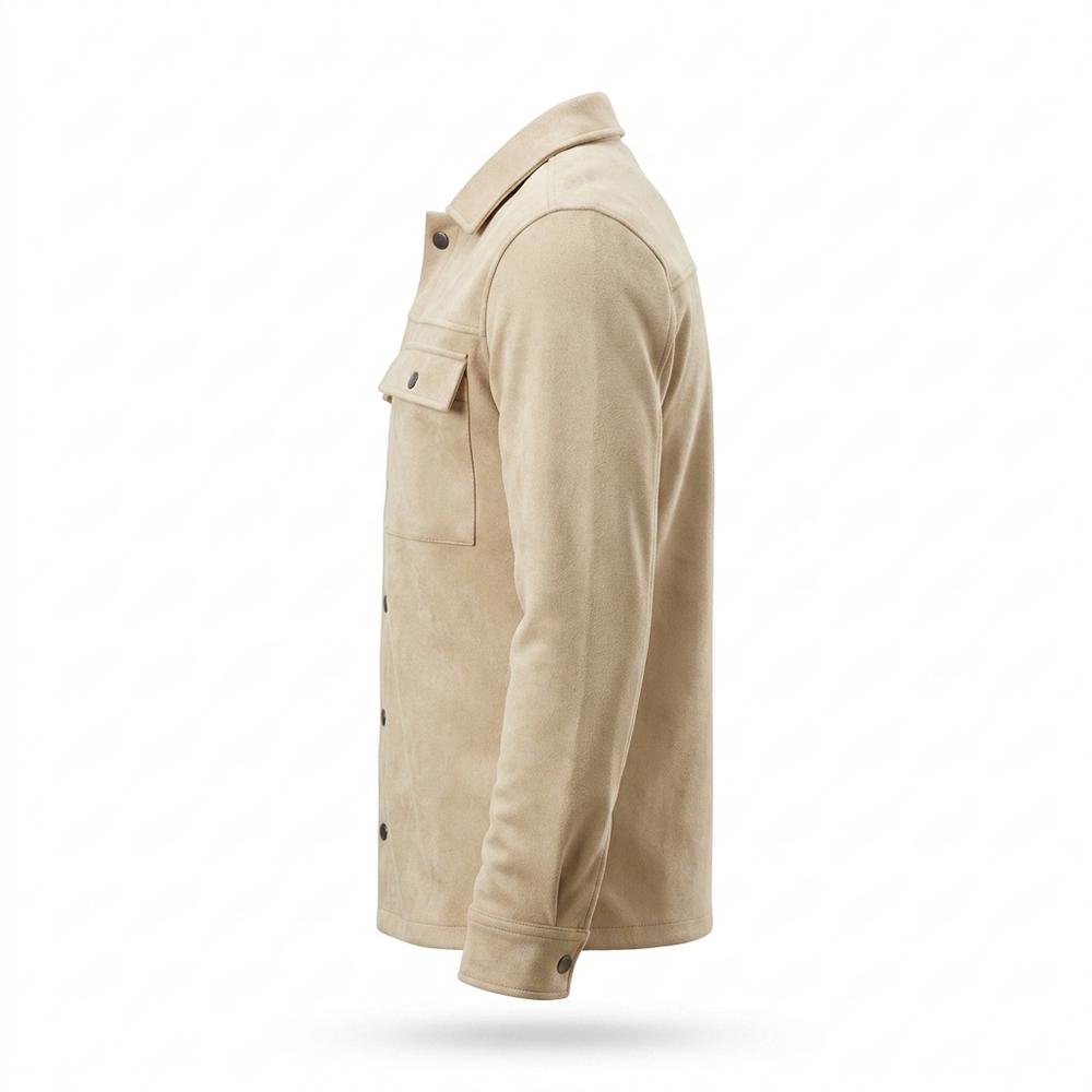 Lederjacken Outlet24 - Aedon | Kragenbesetzt Geknöpft Wildleder-Jacke Herren