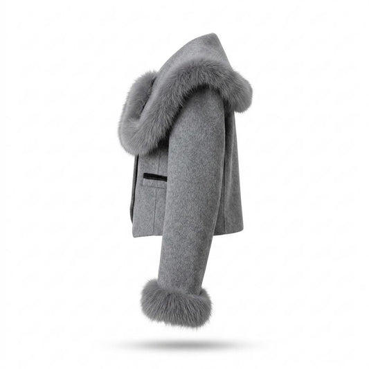 Lederjacken Outlet24 - Zezel | Kurzgeschnittene Pelzbesetzte Jacke Damen