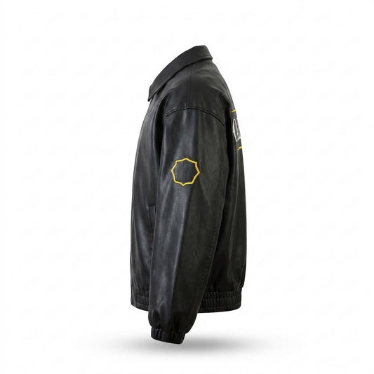 Lederjacken Outlet24 - Caput | Bestickte Weitgeschnittene Lederjacke Unisex