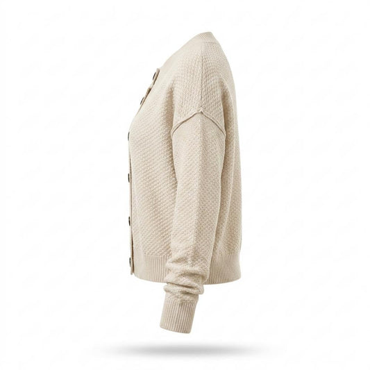 Lederjacken Outlet24 - Sonot | Strukturiert Geknöpft Cardigan Damen