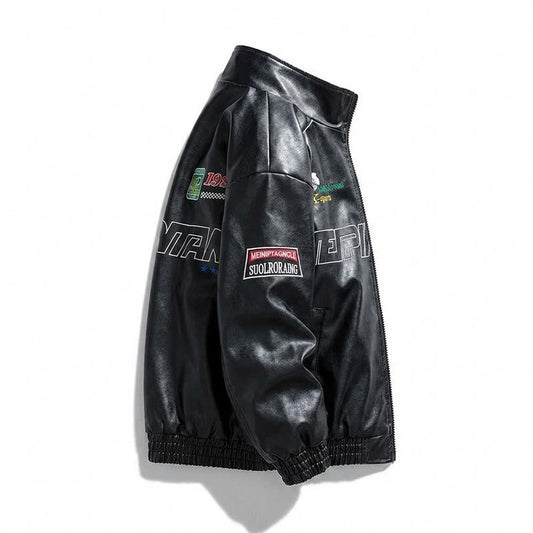 Lederjacken Outlet24 - Numat | Bestickte Grafische Lederjacke Unisex