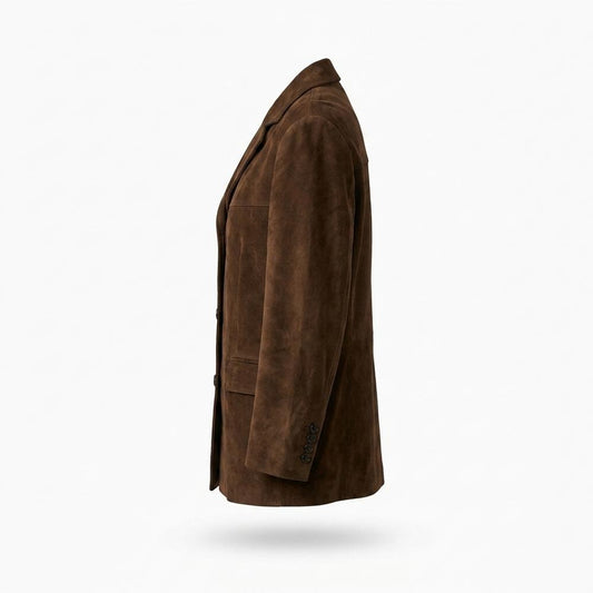 Lederjacken Outlet24 - Vemur | Einreihige Langärmlige Wildleder-Jacke Damen